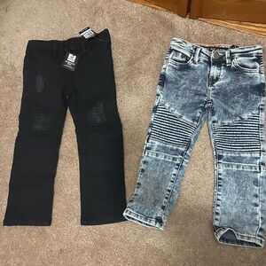 XRay Distressed Moto Jeans Toddler 4T Set of 2 Black Blue Denim